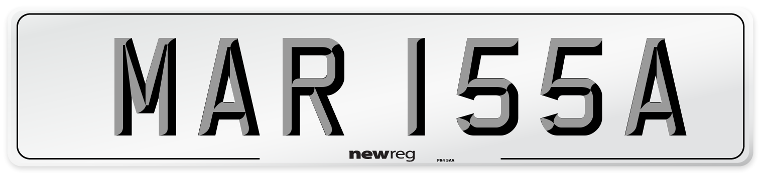 MAR 155A Number Plate from New Reg